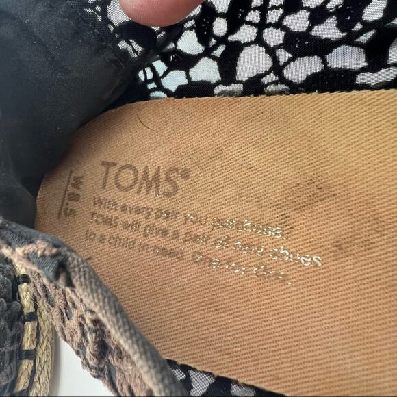 TOMS (8.5) Womens Brown Jacquard Floral Lace Espadrille Slip On Flats - Picture 9 of 13